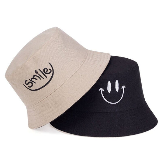 Beige Smiley Reversible Bucket Hat