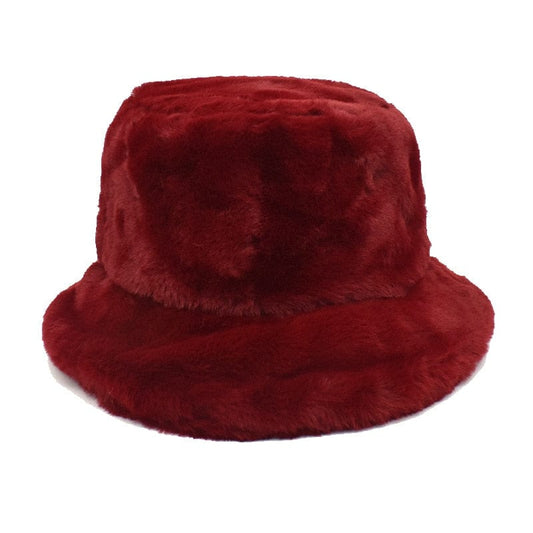 Donkerrode Fluffy Bucket Hat