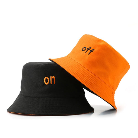 Oranje Reversible Bucket Hat met "On-Off"