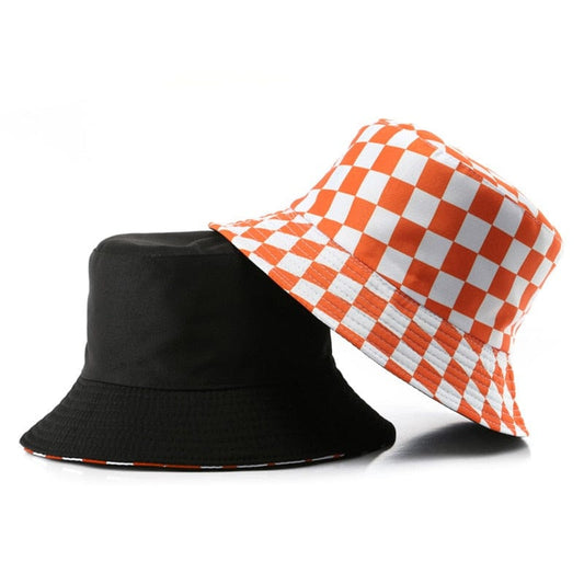 Oranje Reversible Dambord Bucket Hat