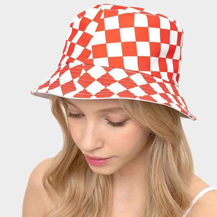 Oranje Reversible Dambord Bucket Hat