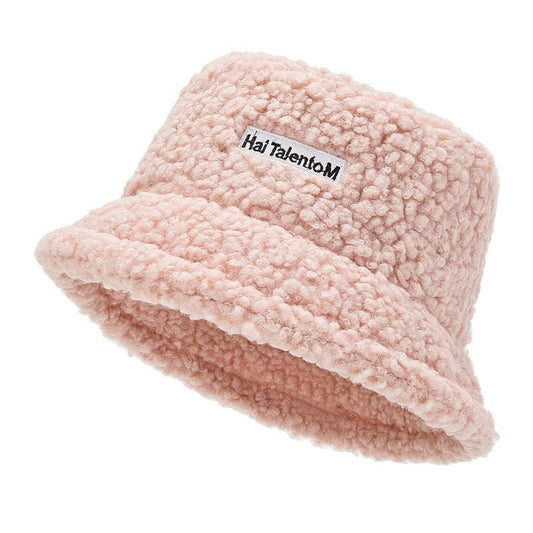 Roze Teddy Bucket Hat met Labeltje