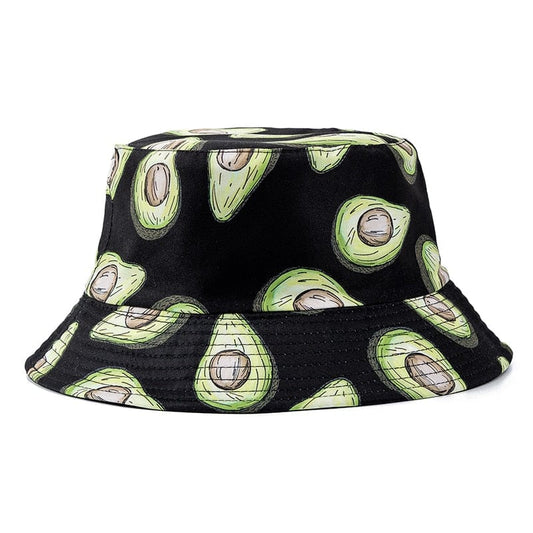 Zwarte Bucket Hat met Avocadoprint