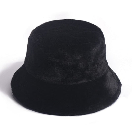 Zwarte Fluffy Bucket Hat