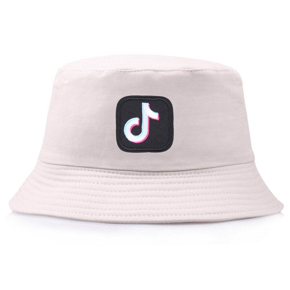 Beige Bucket Hat met TikTok-Logo