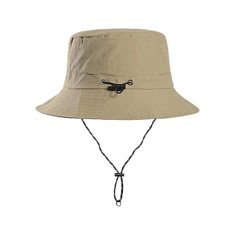 Beige Opvouwbare Bucket Hat met Touwtje