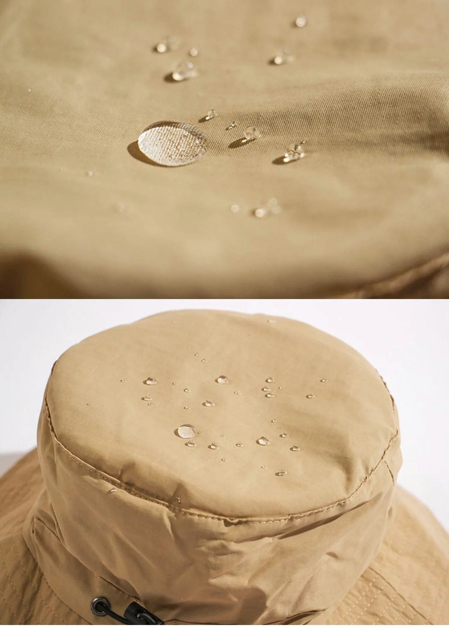 Beige Opvouwbare Bucket Hat met Touwtje