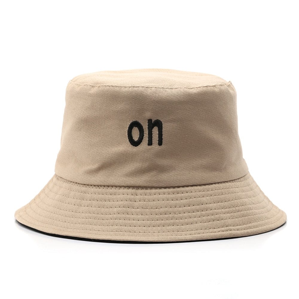 Beige Reversible Bucket Hat met "On-Off"