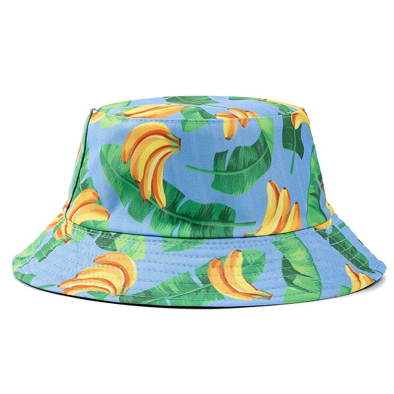 Blauwe Bucket Hat met Bananenprint