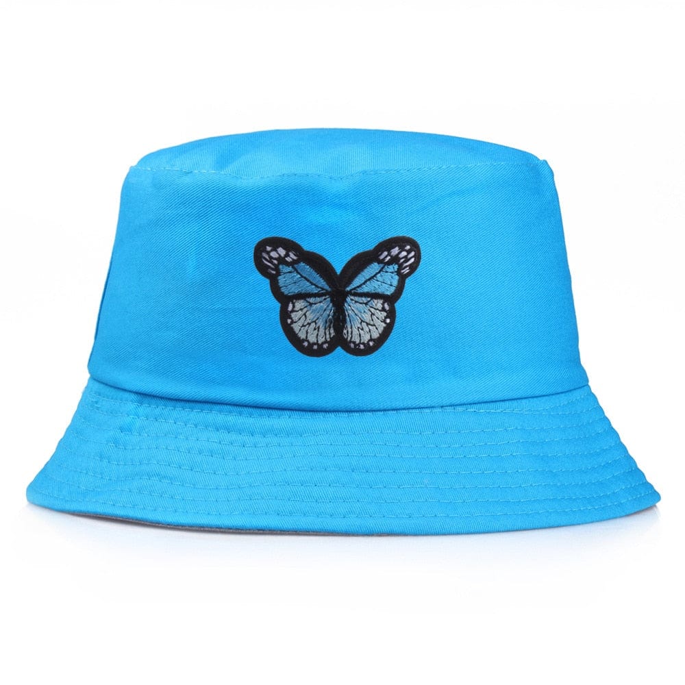 Blauwe Bucket Hat met Blauwe Vlinder