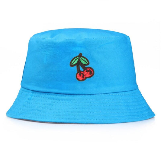 Blauwe Bucket Hat met Kersen