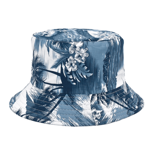 Blauwe Bucket Hat met Strandmotief