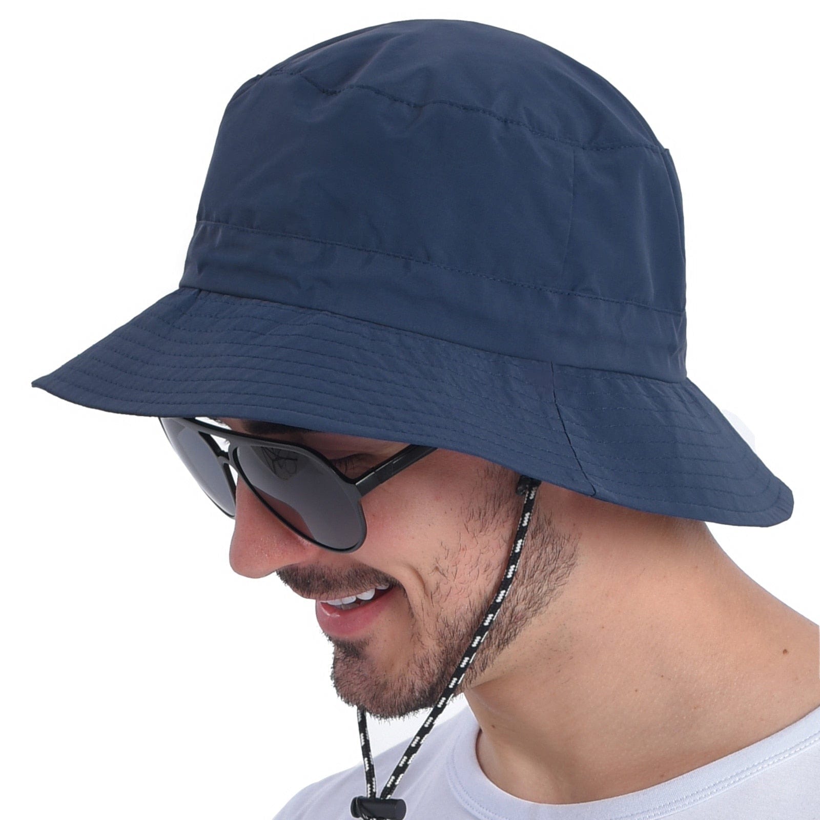 Blauwe Bucket Hat met Touwtje