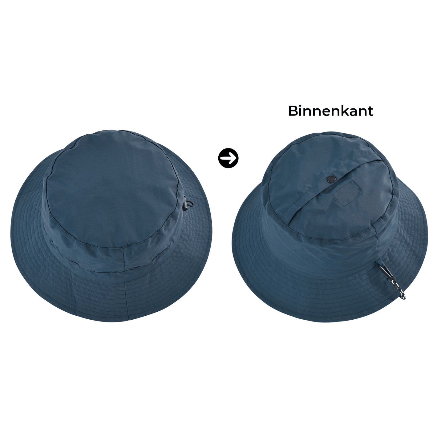 Blauwe Bucket Hat met Touwtje