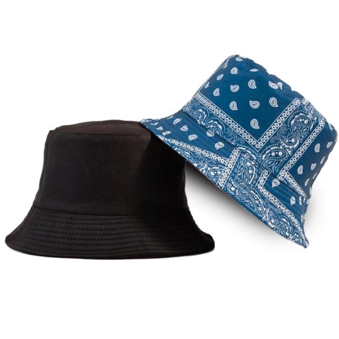 Blauwe Reversible Bucket Hat met Bandanaprint