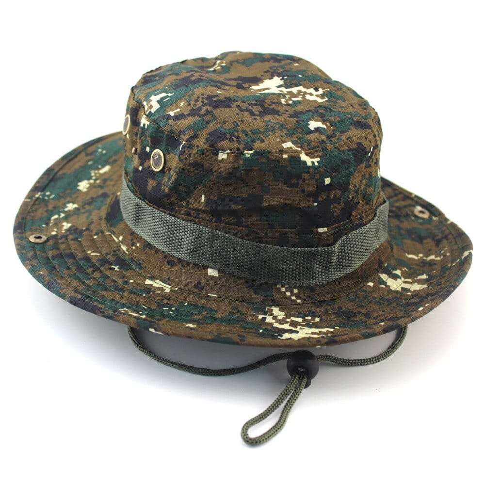 Bruine Digitale Camo Bucket Hat met Touwtje