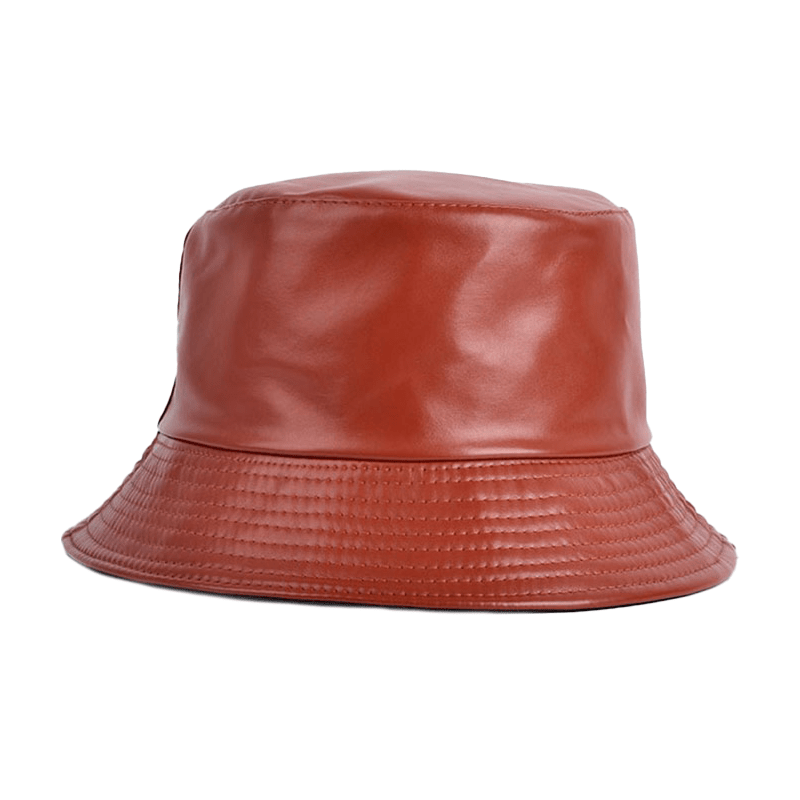 Bruine Imitatieleer Bucket Hat