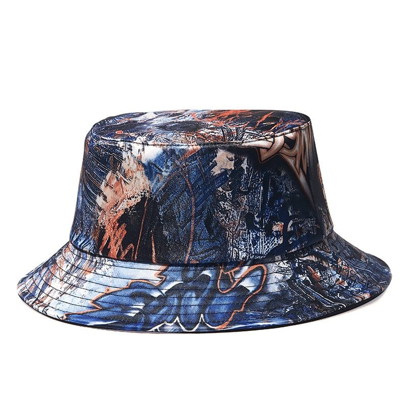 Bucket Hat met Donkerblauwe Graffitiprint