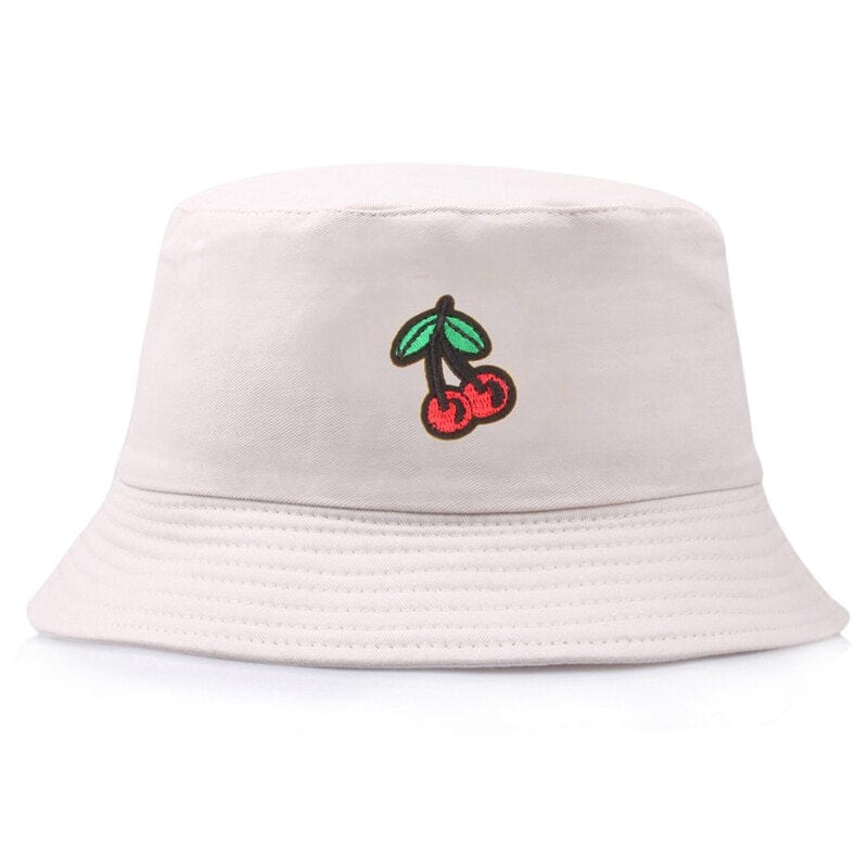 Crème Bucket Hat met Kersen