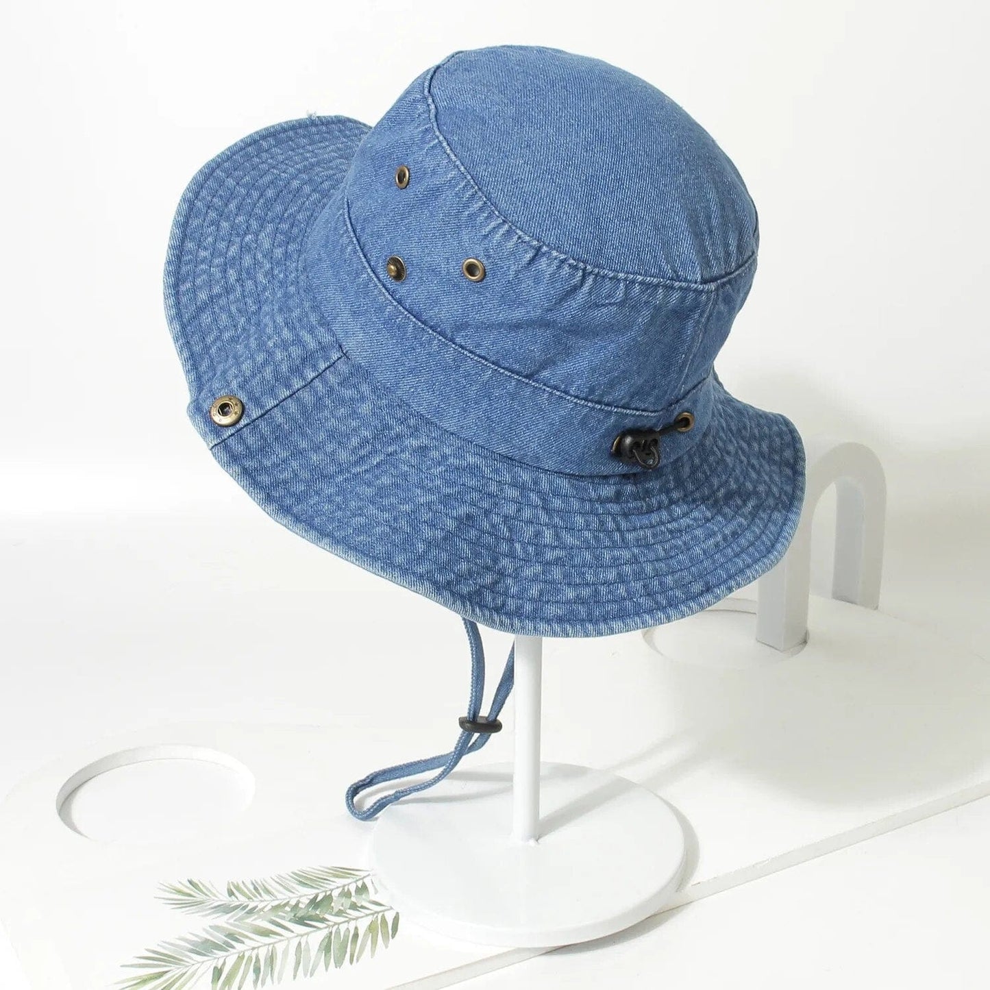 Denim Bucket Hat met Touwtje