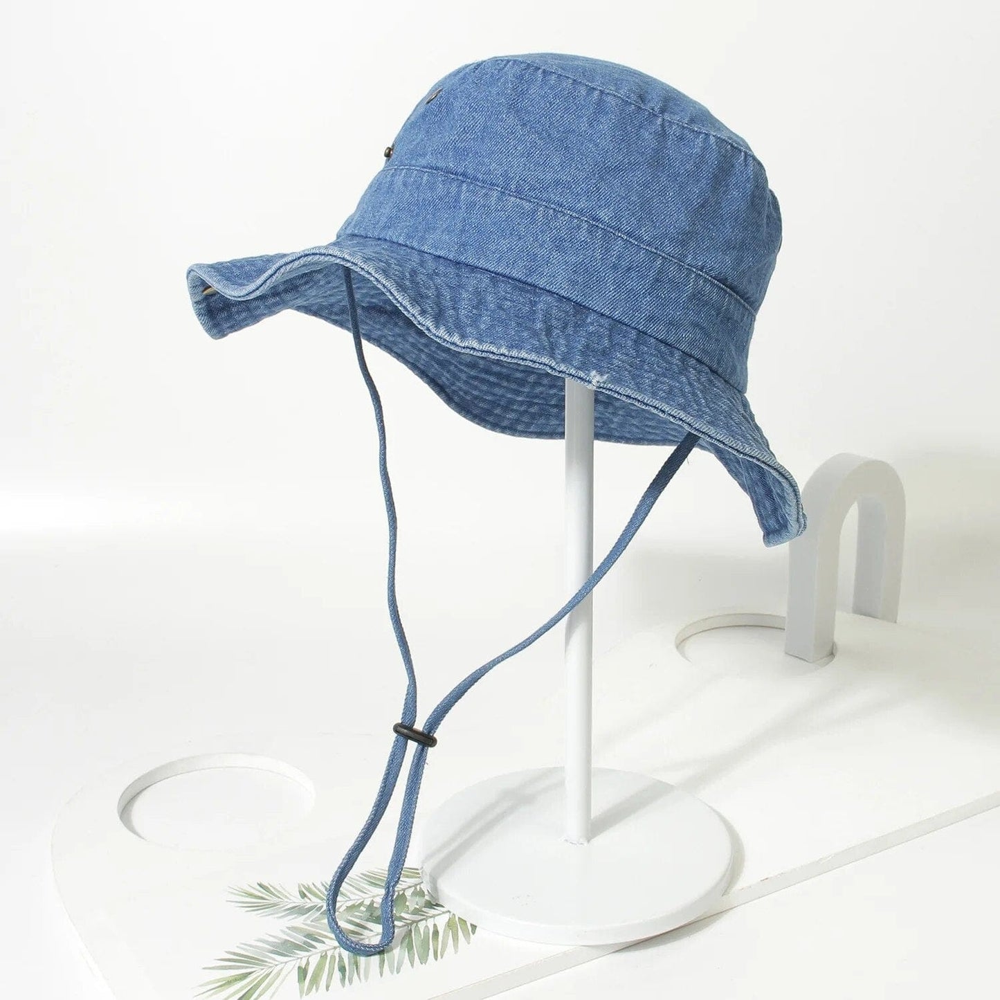 Denim Bucket Hat met Touwtje