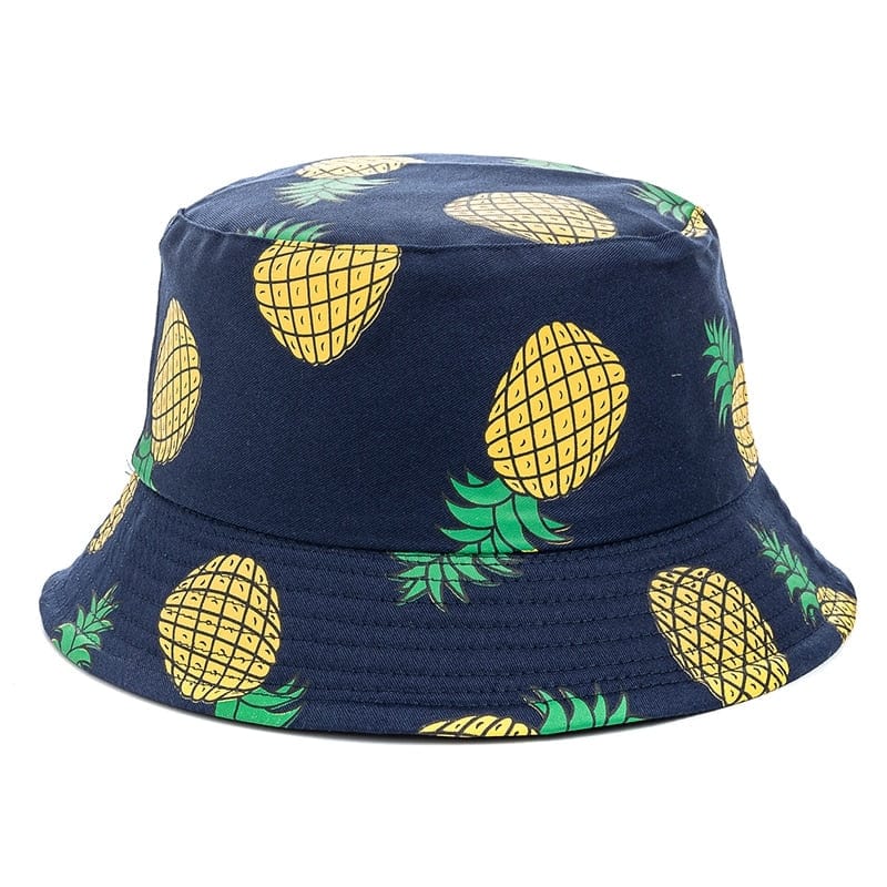 Donkerblauwe Bucket Hat met Ananasmotief