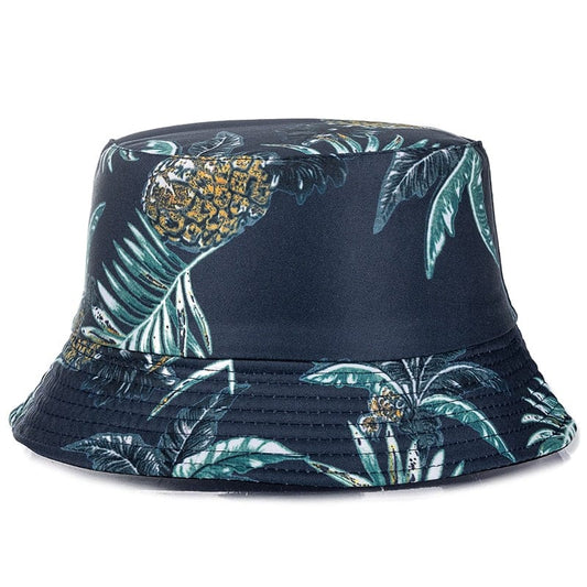 Donkerblauwe Bucket Hat met Ananasprint