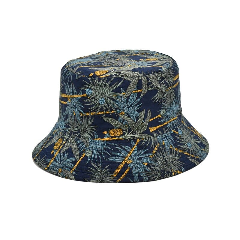 Donkerblauwe Bucket Hat met Palmbomen