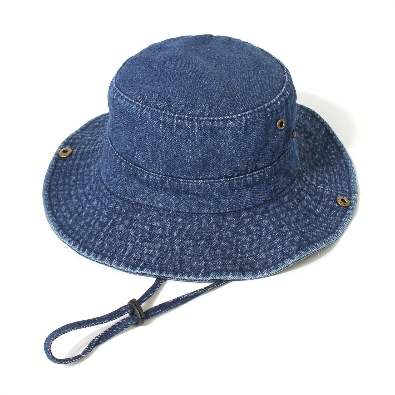 Donkerblauwe Denim Bucket Hat met Touwtje