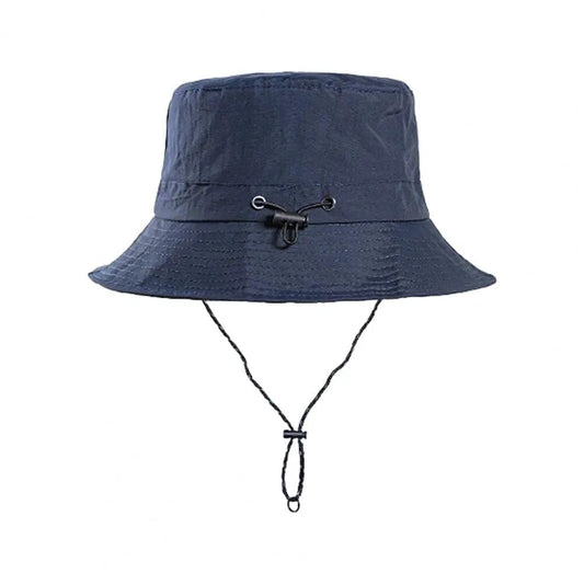 Donkerblauwe Opvouwbare Bucket Hat met Touwtje