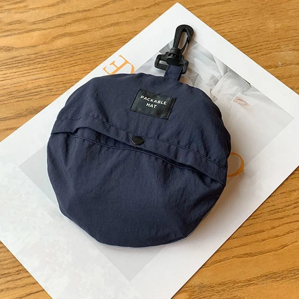 Donkerblauwe Opvouwbare Bucket Hat met Touwtje