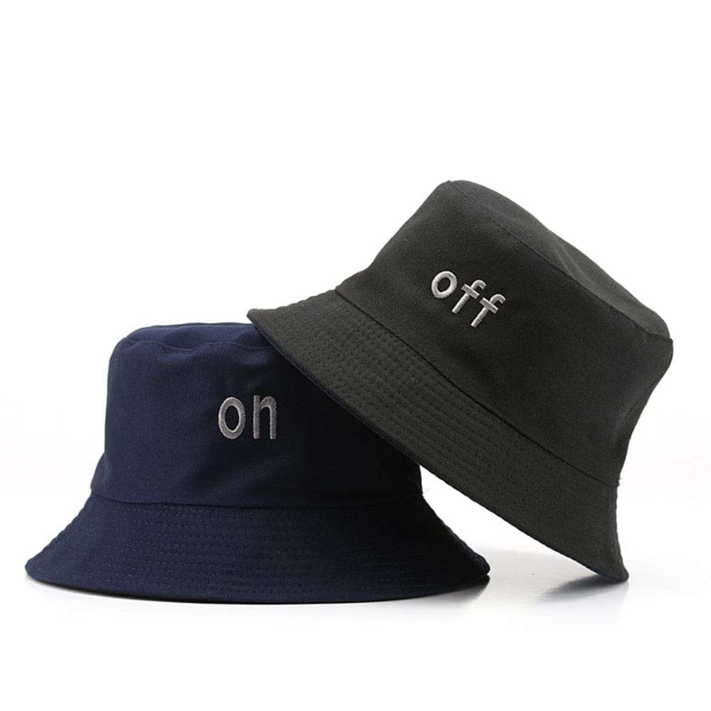 Donkerblauwe Reversible Bucket Hat met "On-Off"