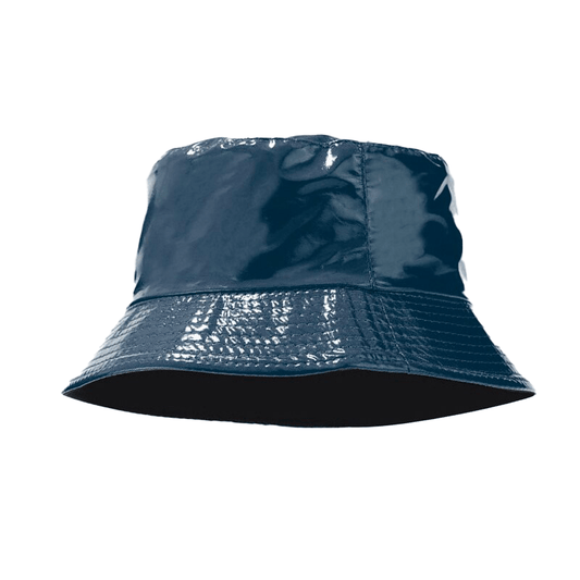 Donkerblauwe Vinyl Bucket Hat