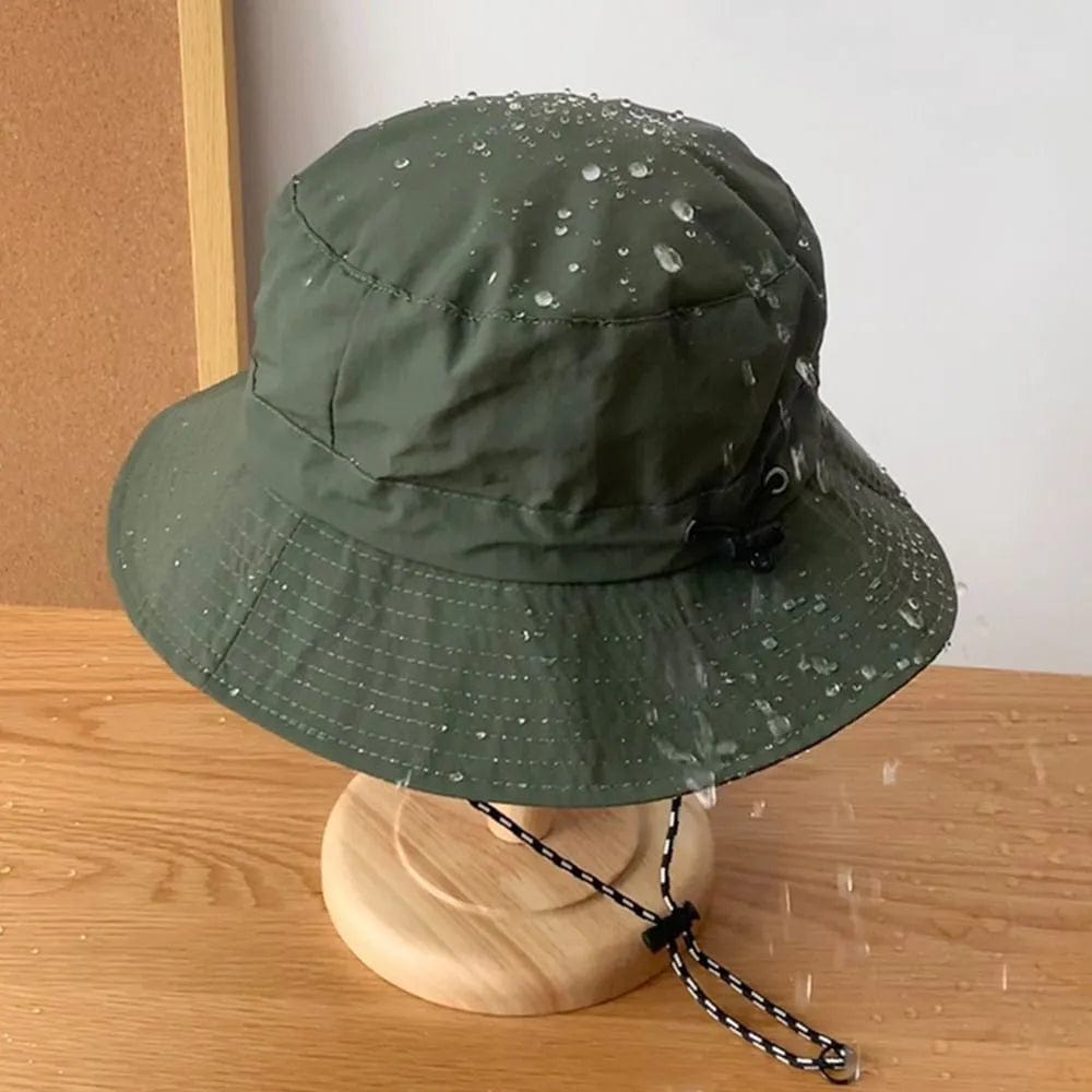 Donkergroene Opvouwbare Bucket Hat met Touwtje