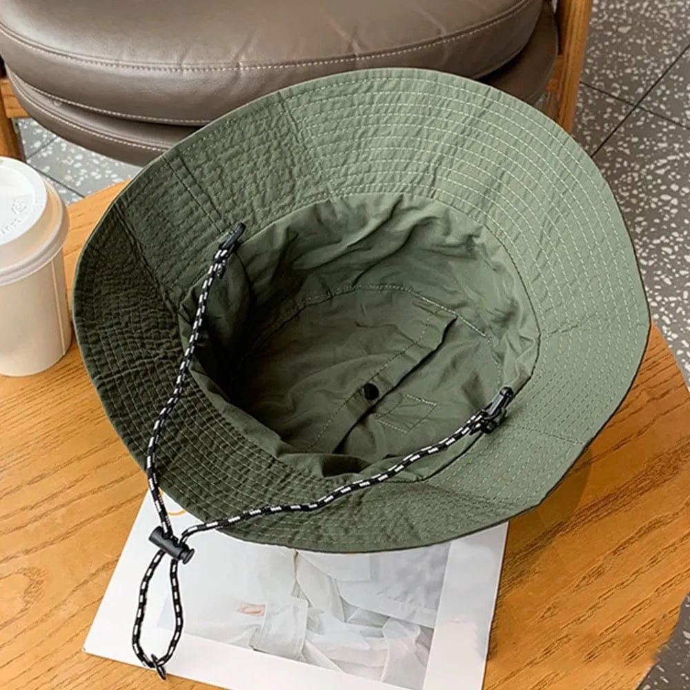 Donkergroene Opvouwbare Bucket Hat met Touwtje