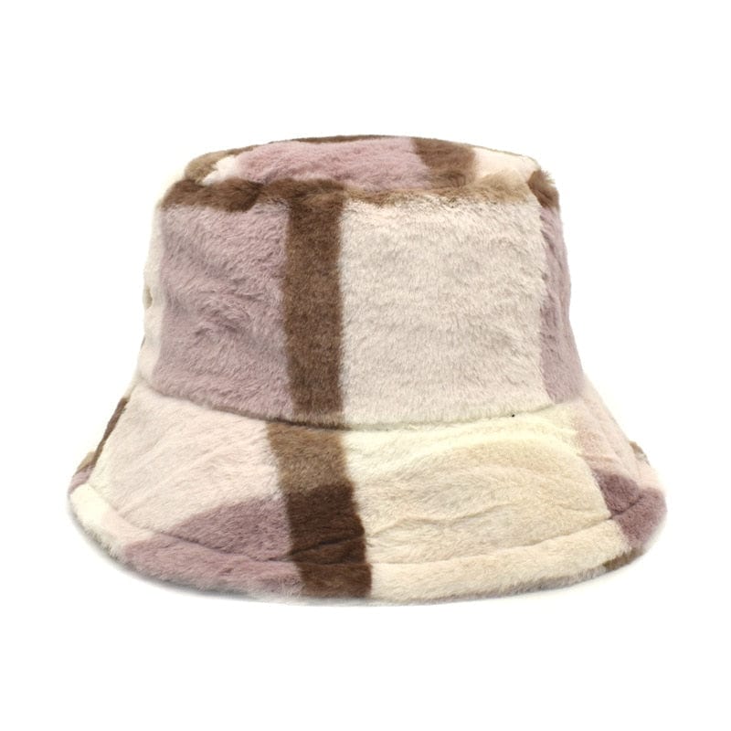 Fluffy Bucket Hat Met Flannelprint