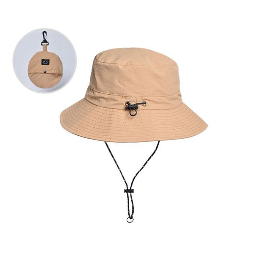 Gele Opvouwbare Bucket Hat met Touwtje