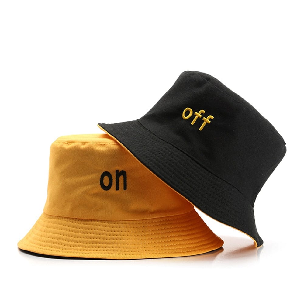 Gele Reversible Bucket Hat met "On-Off"