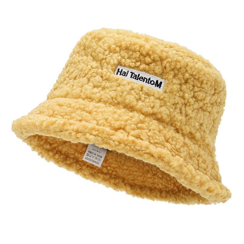 Gele Teddy Bucket Hat met Labeltje