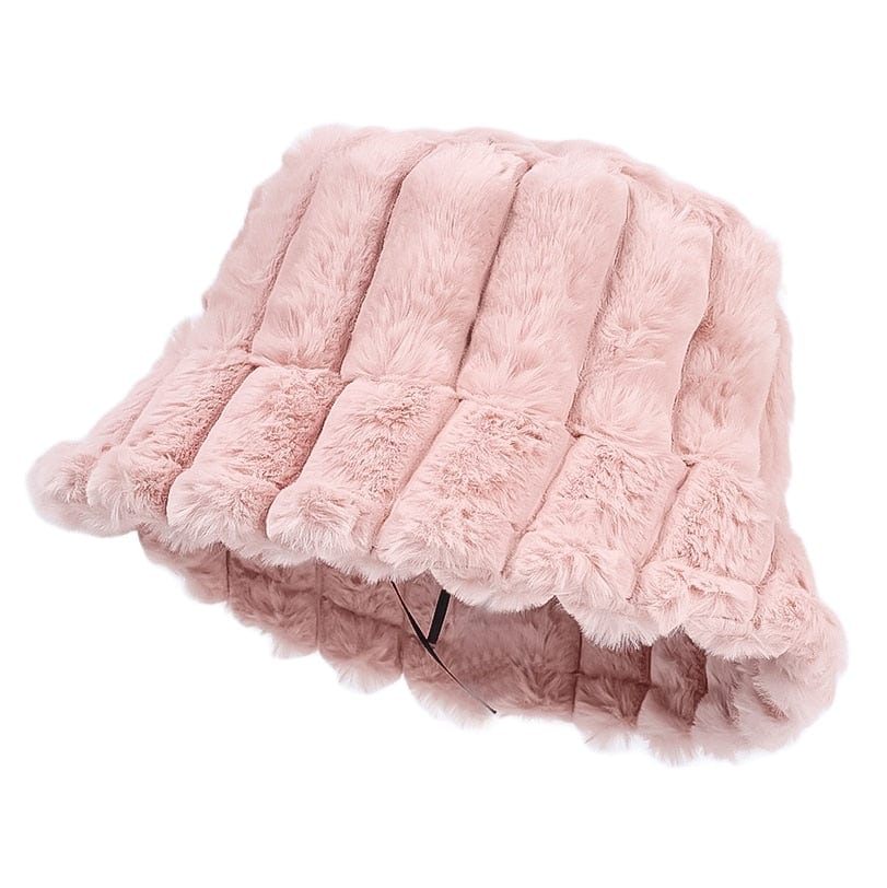 Gestreepte Roze Fluffy Bucket Hat