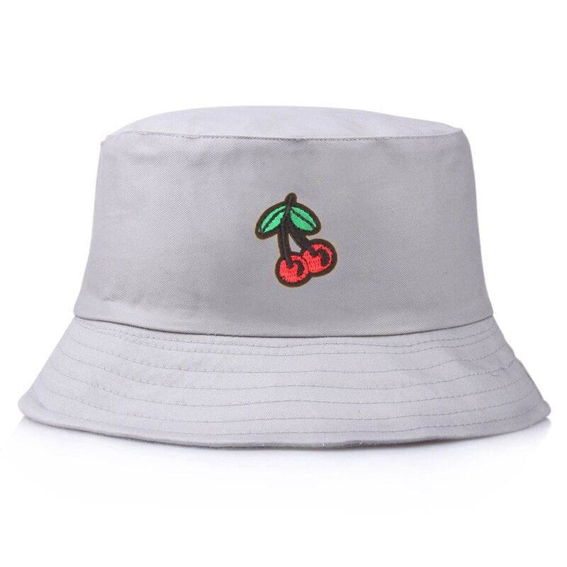 Grijze Bucket Hat met Kersen