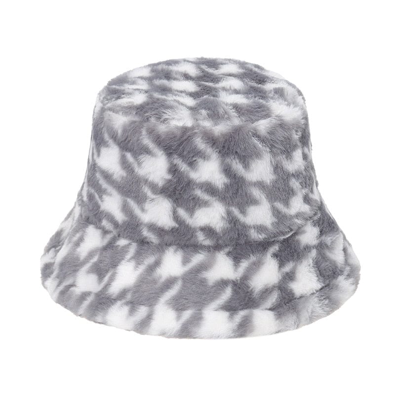 Grijze Bucket Hat met Pied-de-poule Motief