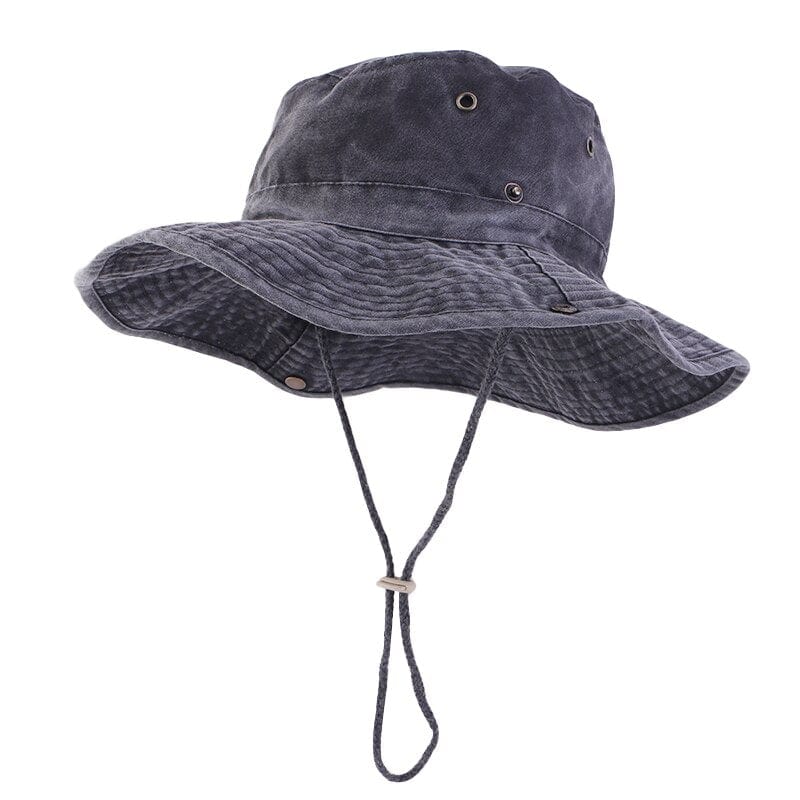 Grijze Denim Bucket Hat Met Touwtje