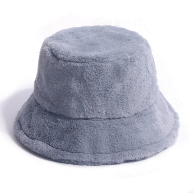 Grijze Fluffy Bucket Hat