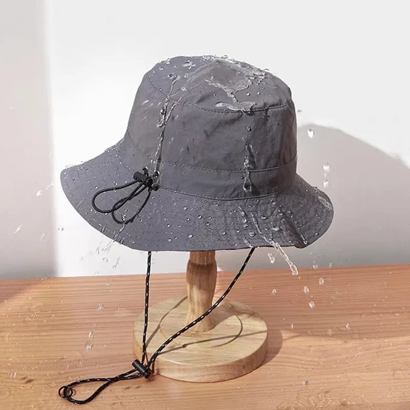 Grijze Opvouwbare Bucket Hat met Touwtje