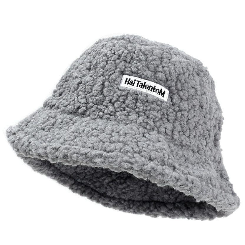 Grijze Teddy Bucket Hat met Labeltje