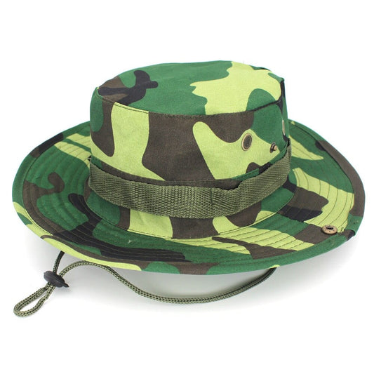 Groene Camo Bucket Hat met Touwtje