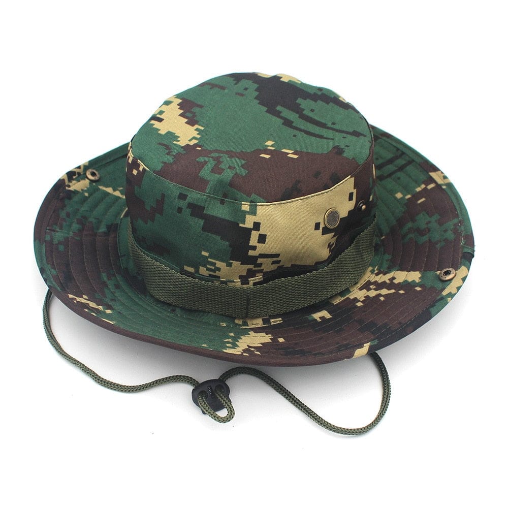 Groene Digitale Camo Bucket Hat met Touwtje