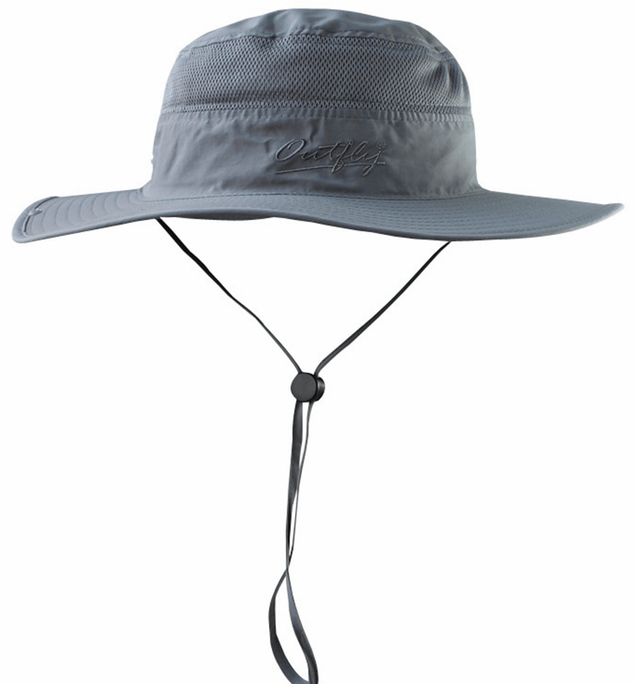 Grote Grijze Mesh Bucket Hat met Touwtje