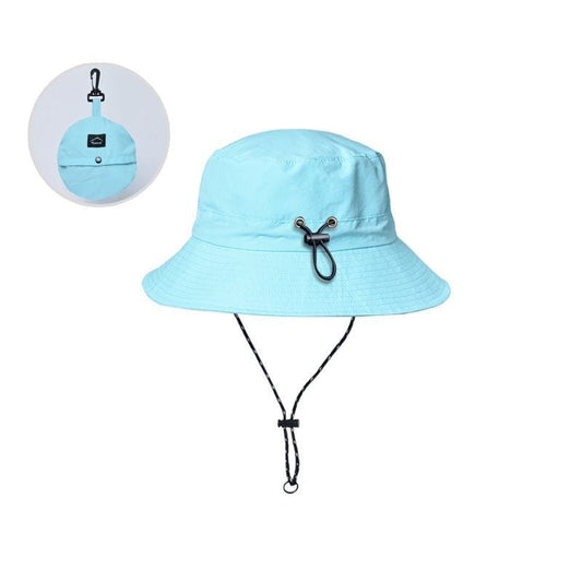 Lichtblauwe Opvouwbare Bucket Hat met Touwtje